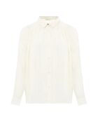 Camicia a maniche lunghe ecru a righe in acciaio