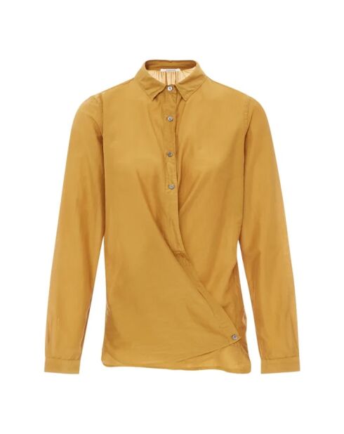 Ockerfarbene Bluse aus Viskose und Seide