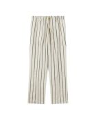 Gebroken witte gestreepte broek met elastiek
