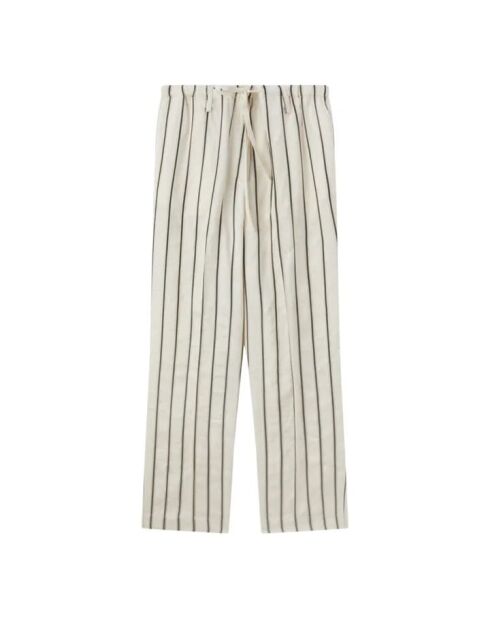 Gebroken witte gestreepte broek met elastiek
