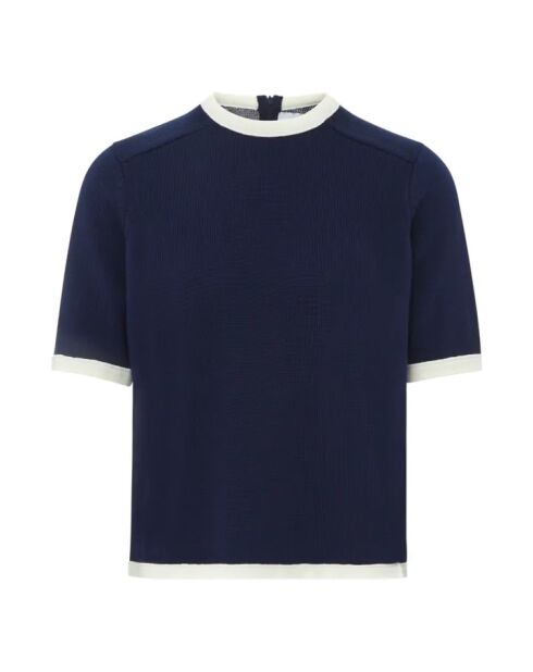 Meunier Pullover mit Rundhalsausschnitt aus extrafeinem Merinowolle, Marineblau