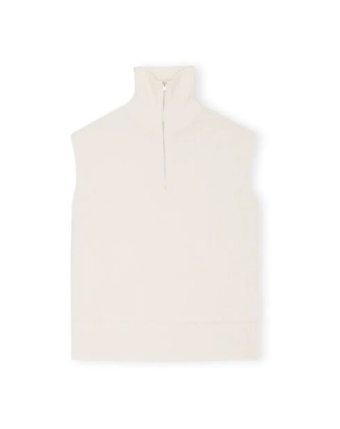 Ärmelloser Oversize-Pullover in Ecru