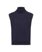 Marineblauer ärmelloser Pullover aus Schurwolle und Mohair