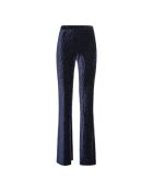 Middernachtblauwe fluwelen flare-broek