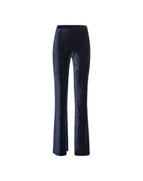 Middernachtblauwe fluwelen flare-broek