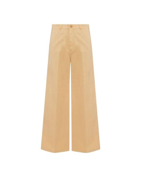 Wijde broek van camelkleurige gabardine