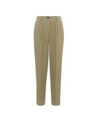 Taupefarbene Karottenhose aus Baumwolle und Leinen