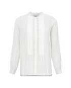Camicia in cotone a maniche lunghe con monociclo bianco Khadi Stripes