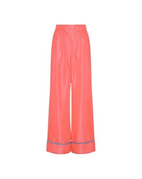 Zinnoberrote Habotai Pyjamas Seidenhose