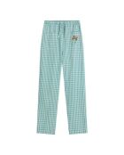 Turkooisblauwe losse broek met gingham