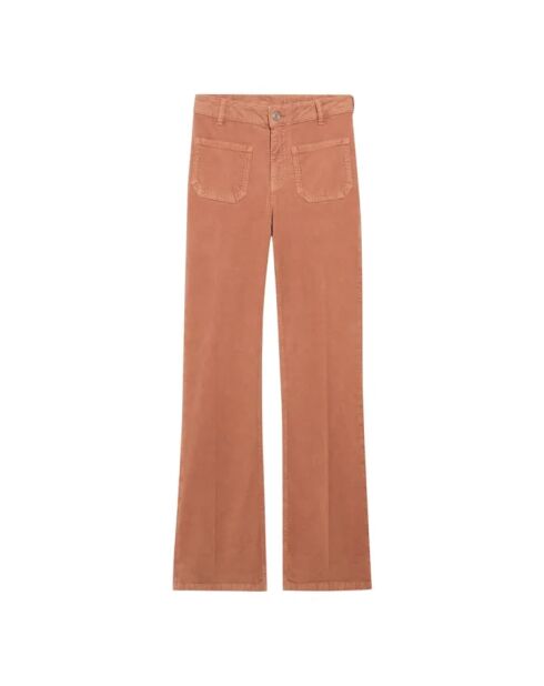 Braune Dompay Flare Baumwolljeans