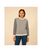 Marineblauer Muckily Marinière Baumwollpullover mit Rundhalsausschnitt