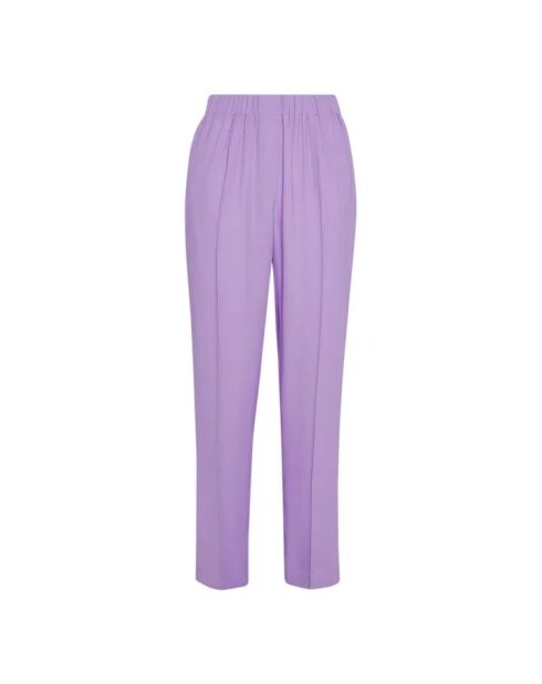 Pantaloni elasticizzati viola in doppia georgette