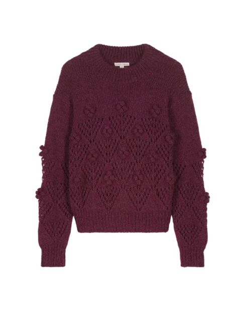 Pflaumenfarbener Mohairpullover aus Merino und Samala