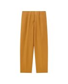 Pantaloni dritti in cotone e lino color cammello