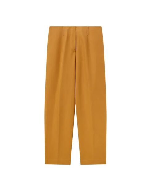 Gerade Hose aus Baumwolle und Leinen in Kamelfarben