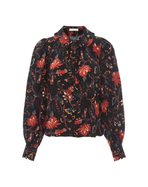 Zwarte blouse in crêpe de chine van Philipa