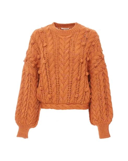 Caterina Bubble Merino oranger Pullover