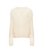 Pullover in lana e seta con pompon color crema