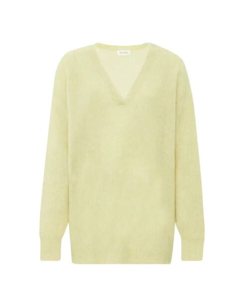 Razpark beiger Wollpullover mit V-Ausschnitt