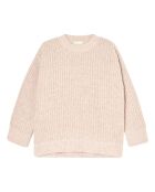 Gatien Metallischer rosa-beiger Wollpullover mit Rundhalsausschnitt