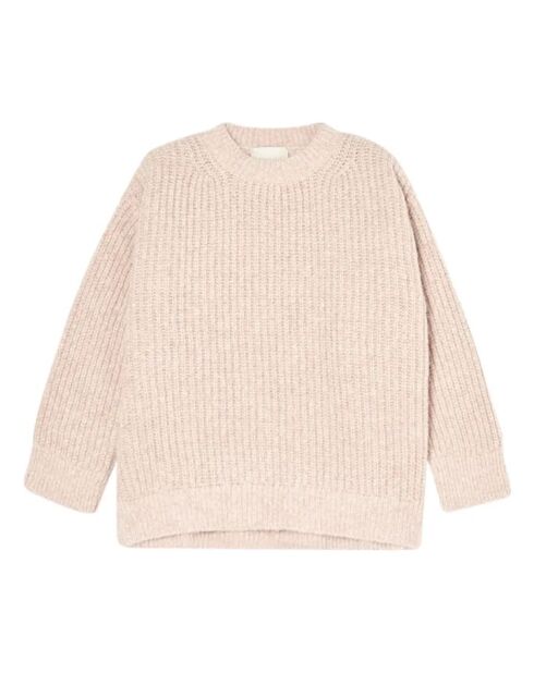 Gatien Metallischer rosa-beiger Wollpullover mit Rundhalsausschnitt