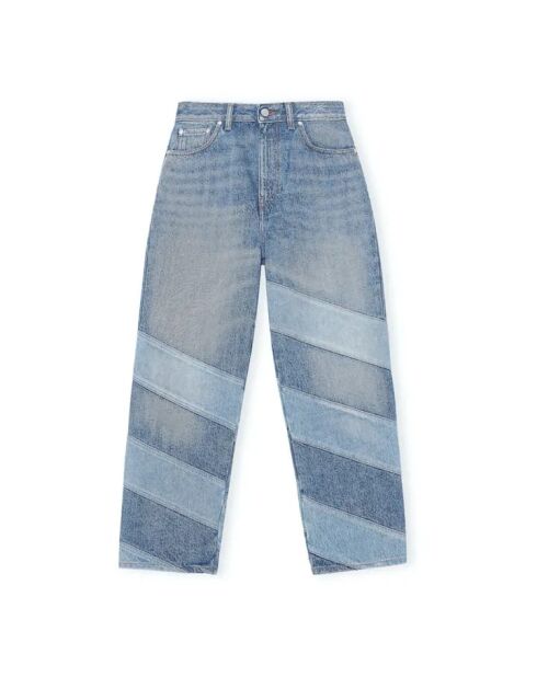 Blaue, getäfelte Baumwolljeans