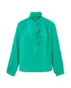 Groene blouse van Kaspische katoenen popeline
