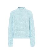 Himmelblauer Pullover mit Zopfmuster
