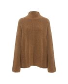 Yana brauner Wollpullover mit Trichterausschnitt