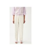 Cremefarbene bestickte Mael-Jeans