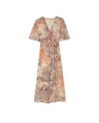 Ecrufarbenes Kleid Steria mit Krawatte