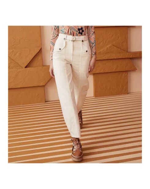 Beigefarbene Jeans aus gewaschenem Denim mit Waverly