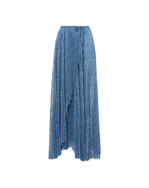 Metallisch blauer Wickelrock