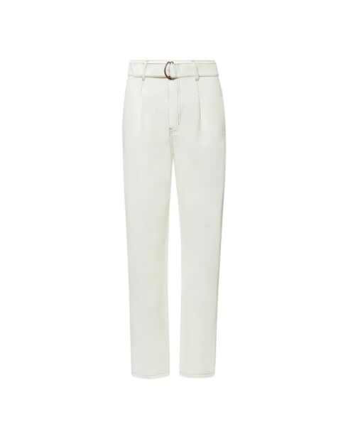 Cremefarbene Papiertütenjeans Freja aus Bio-Baumwolle