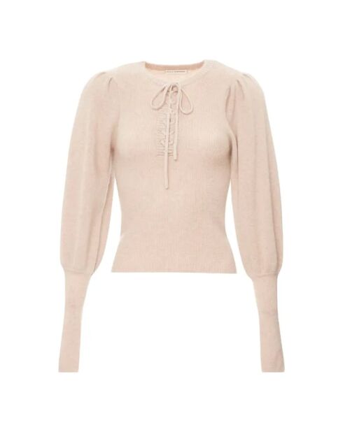 Beiger gerippter Kaschmirpullover Thalia