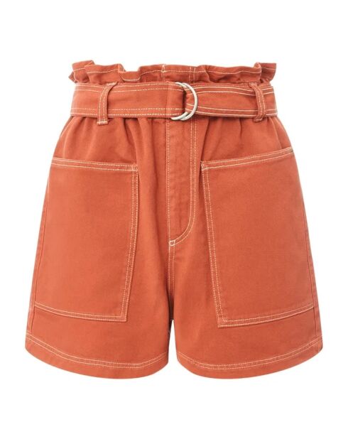 Isa Terrakotta-Shorts aus Bio-Baumwolle Denim-Papiertüte