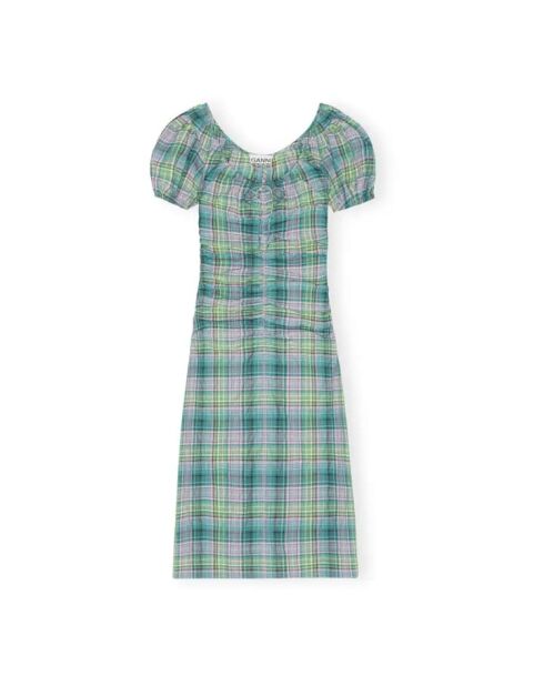 Robe en coton Carreaux verte