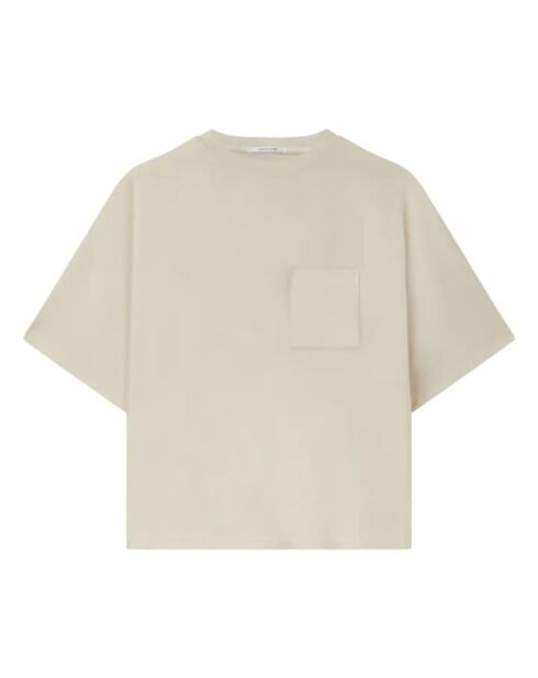 Beiges T-Shirt mit Tasche