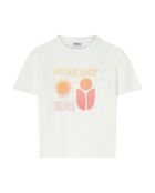 T-shirt Linda in cotone biologico con stampa Fiore dell'isola off white