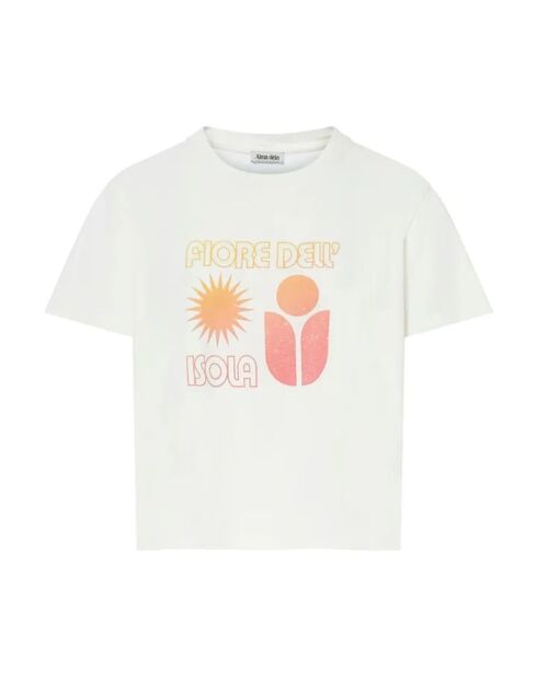 Bedrucktes T-Shirt Linda Fiore dell Isola aus Biobaumwolle cremefarben