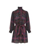 Robe en crêpe de coton Tamir brodée noire