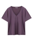 Violettes T-Shirt mit V-Ausschnitt