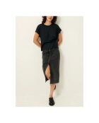 T-shirt Niccolo blu nera in cotone a manica corta