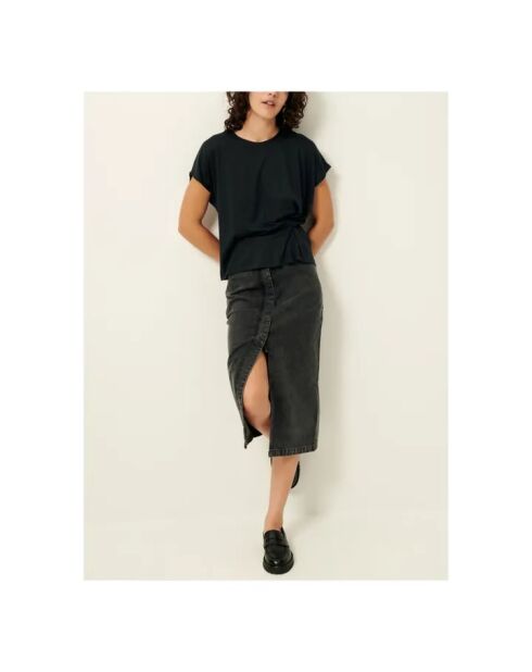 Niccolo blaues schwarzes Kurzarm-T-Shirt aus Baumwolle