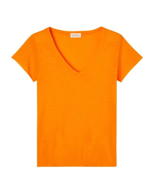 Jacksonville orangefarbenes Kurzarm-T-Shirt aus Baumwolle mit V-Ausschnitt