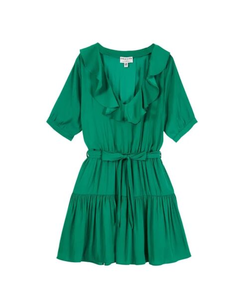 Grünes Rüschenkleid