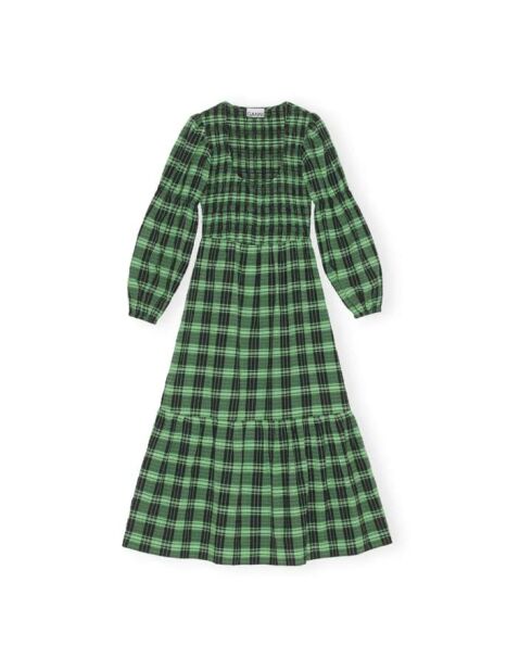 Robe en coton Smock Carreaux verte