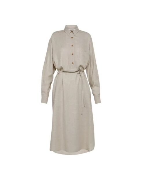 Etamine ecrufarbenes Hemdkleid aus Wolle