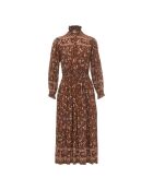 Camelkleurige jurk met bloemenprint van Grecas